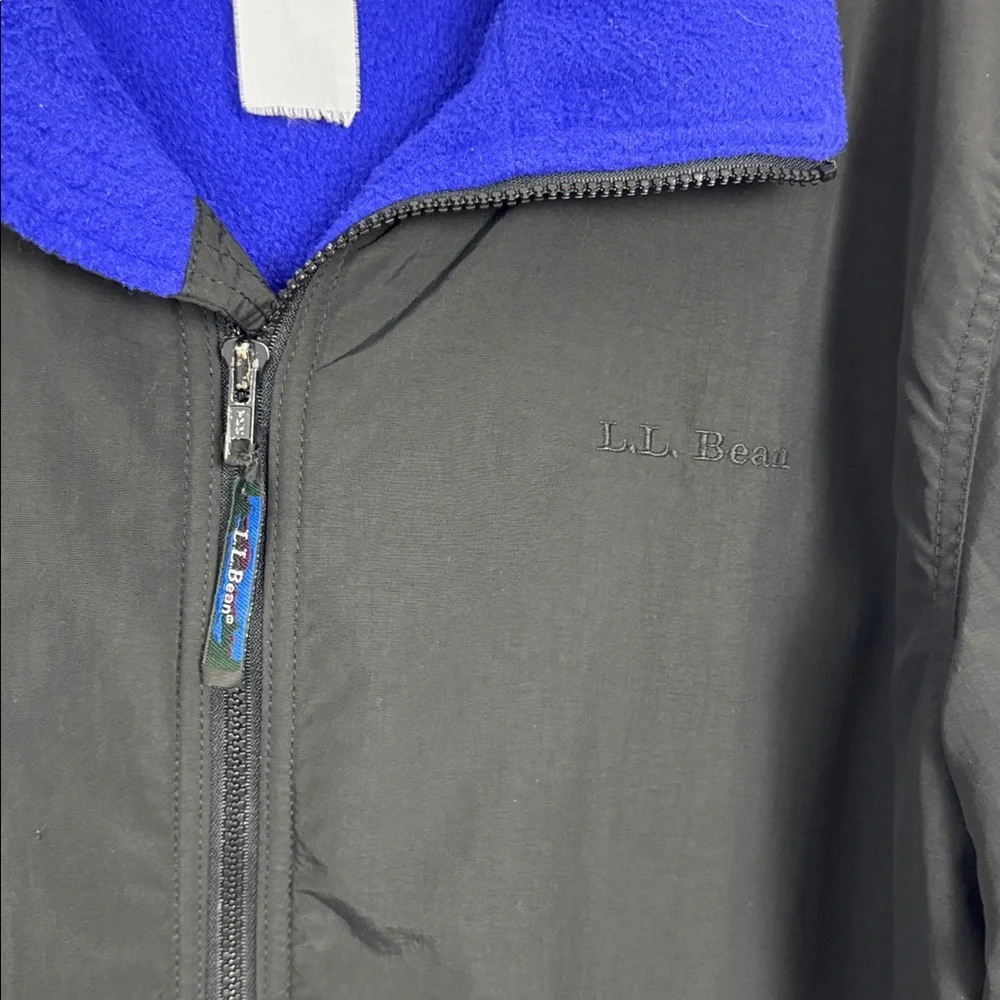 Vintage LL‎ Bean Warm Up Jacket Black Blue Fleece Lined Mens XL Tall zip Outdoor